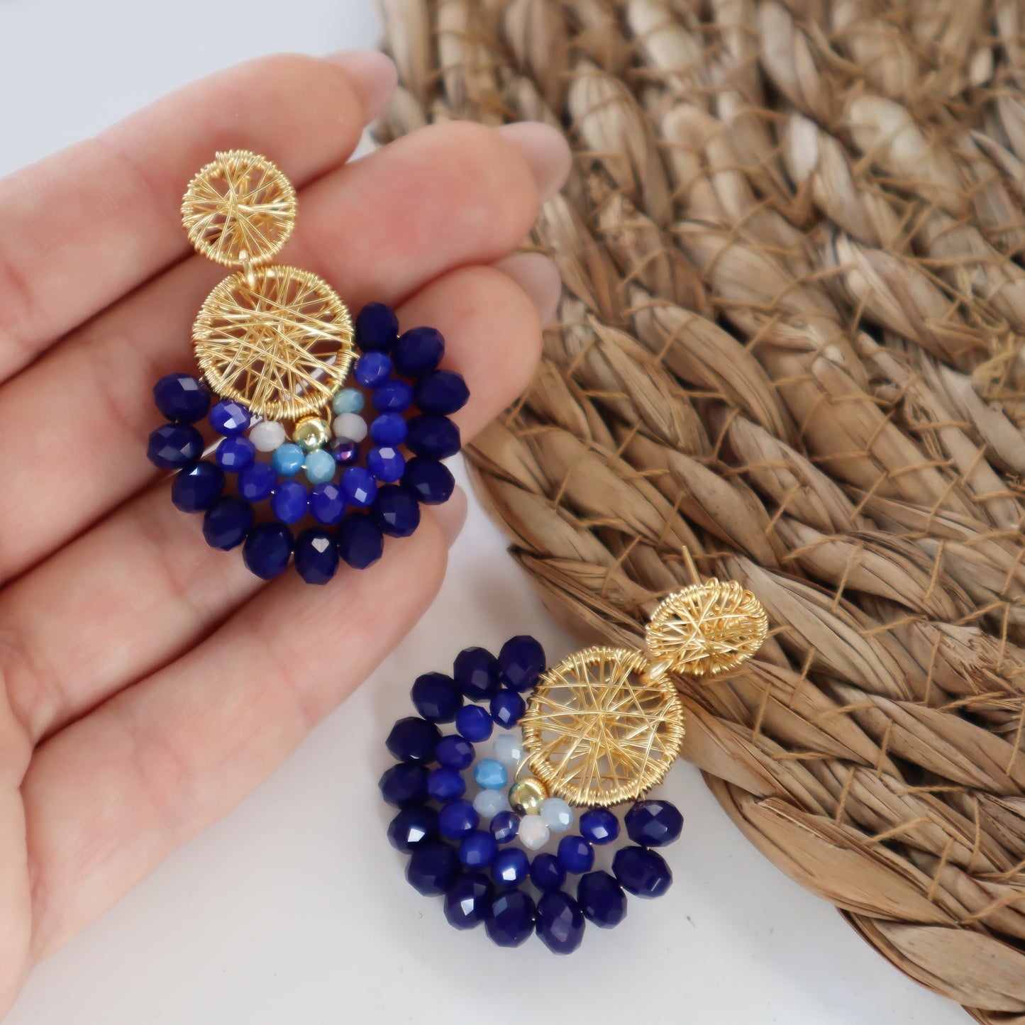 Aros Elena Gold Azul.
