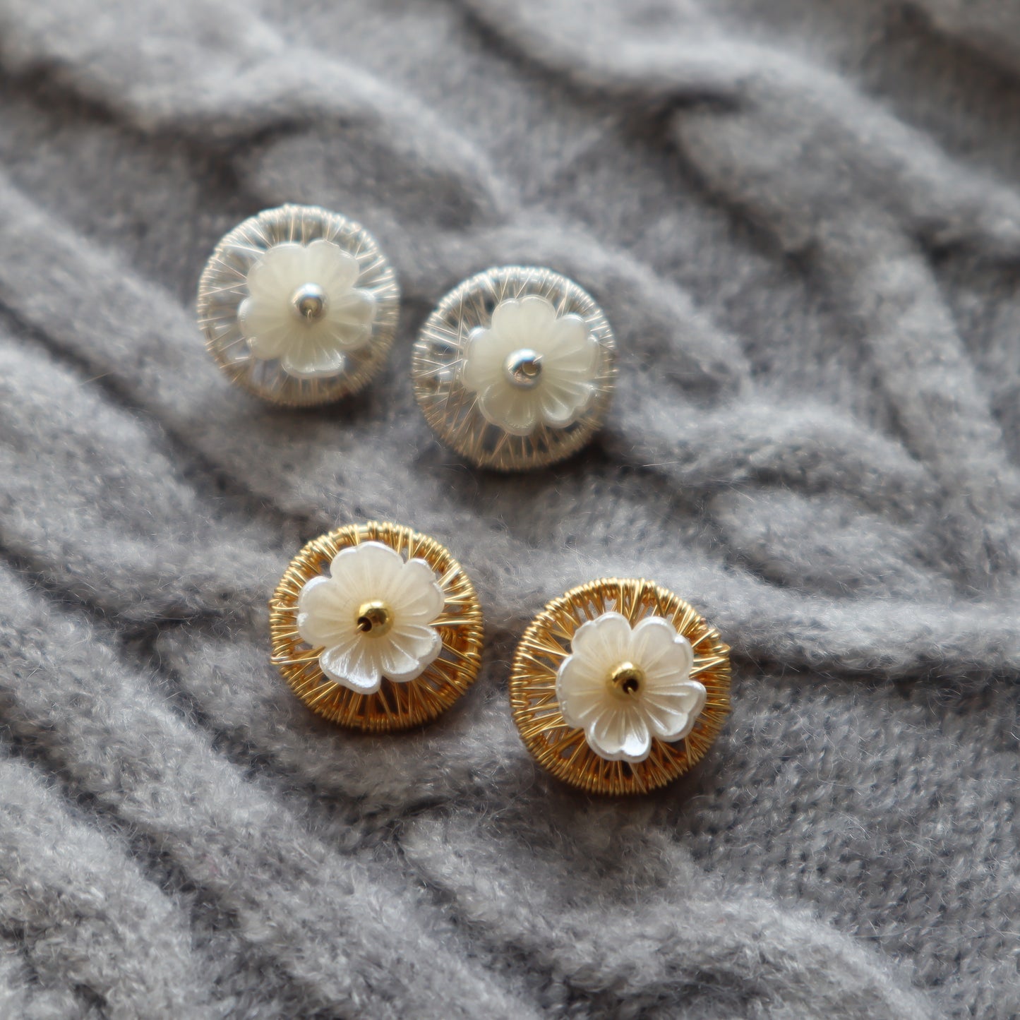 Aretes tejido Floreado mini