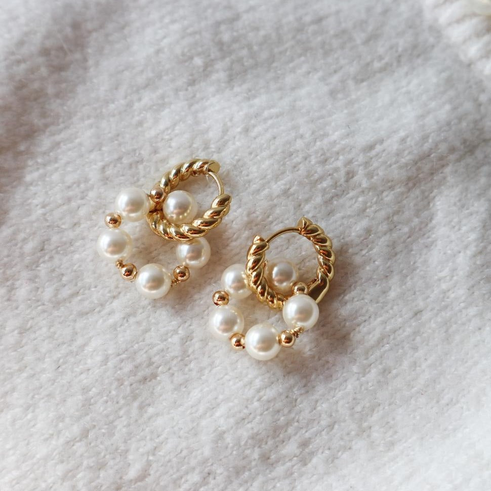 Argollas 2 en 1 Perladas con Balines
