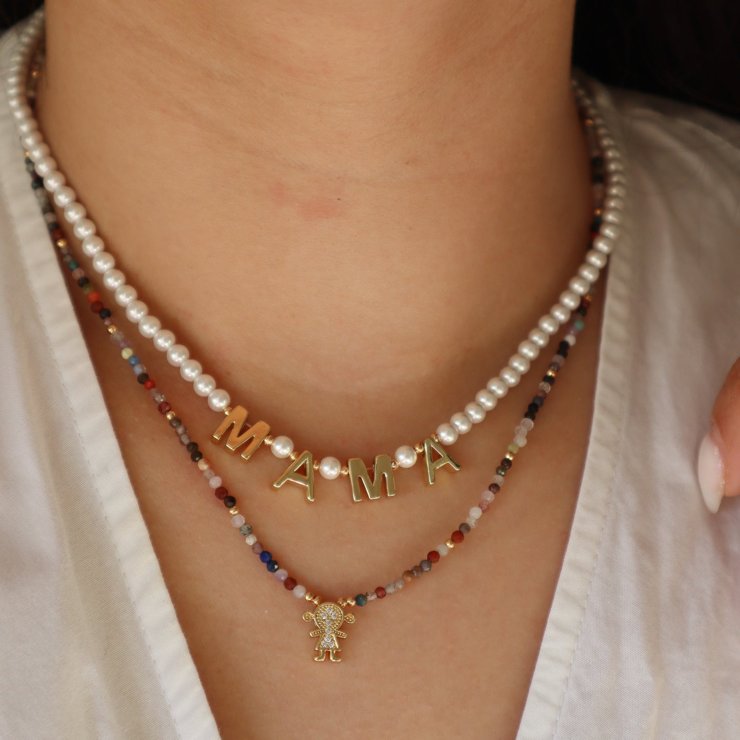 Collar perlado MAMÁ