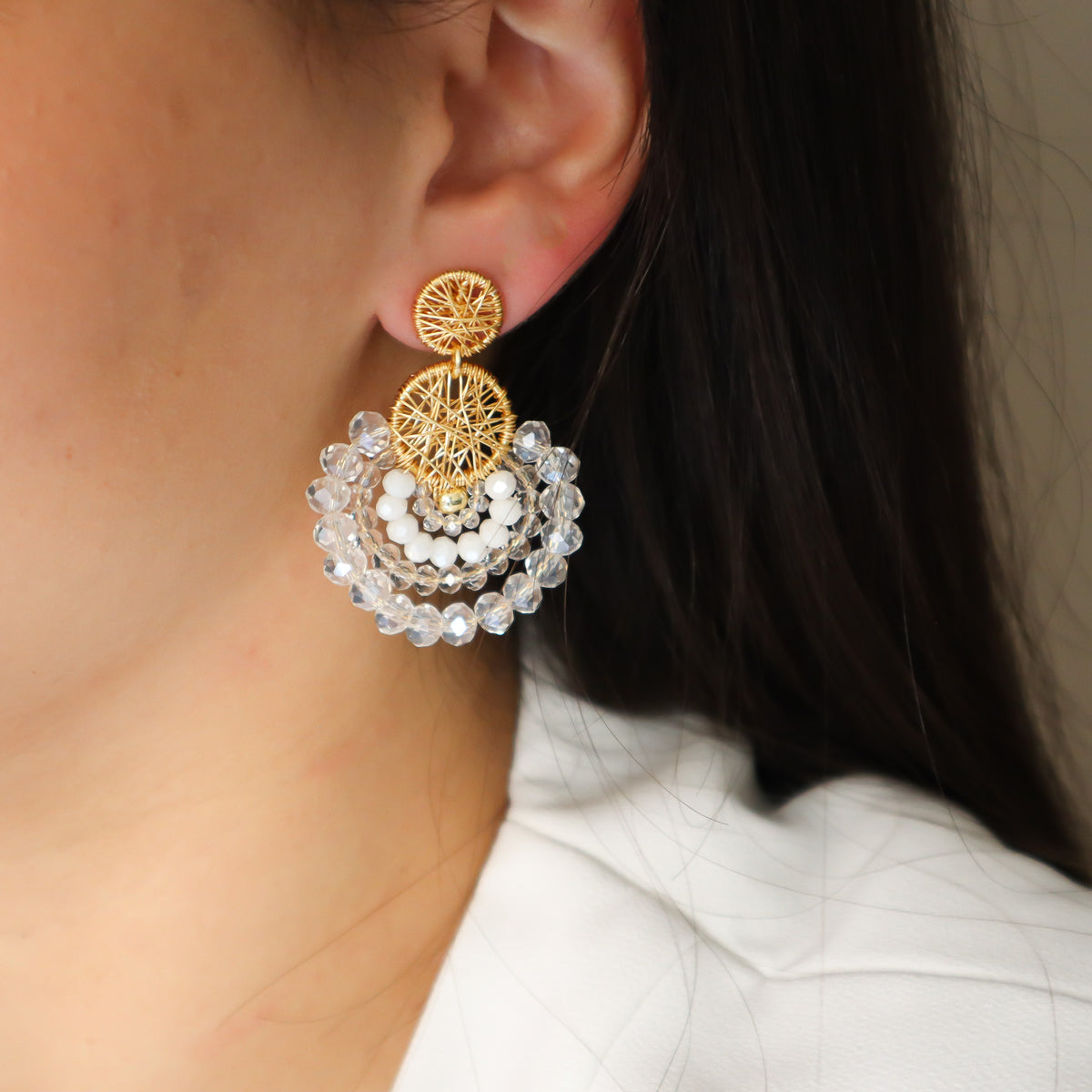 Aros Elena Gold Blanco