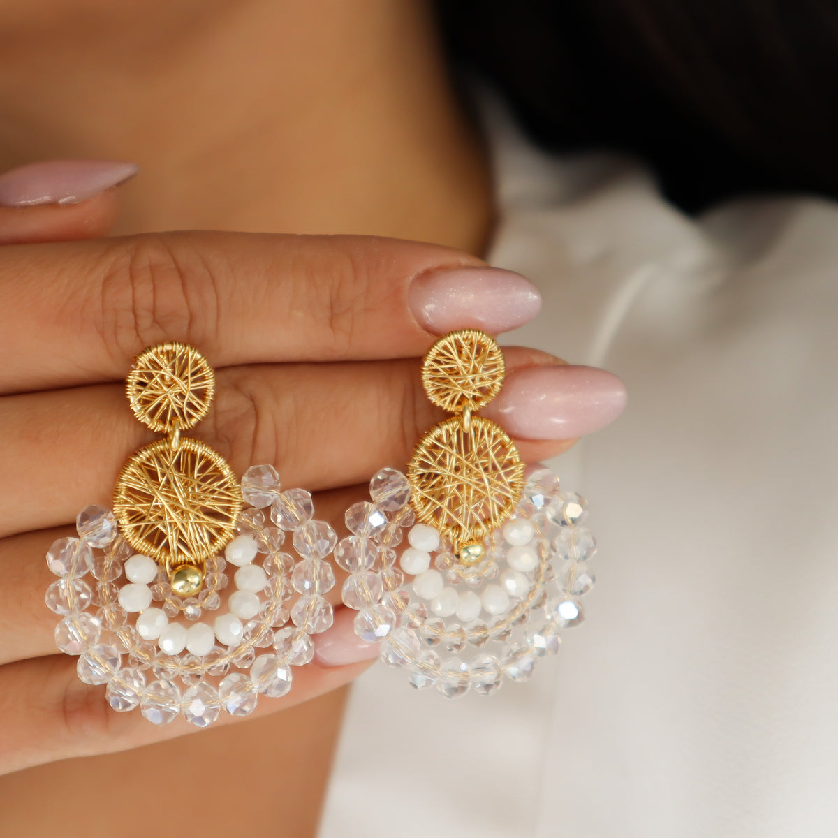 Aros Elena Gold Blanco