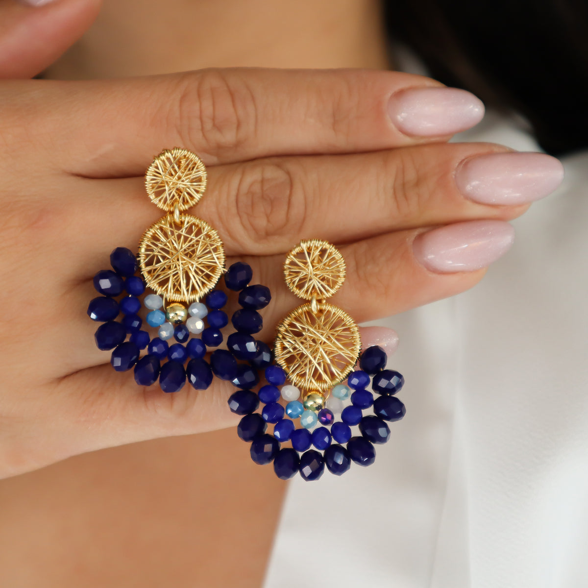 Aros Elena Gold Azul.