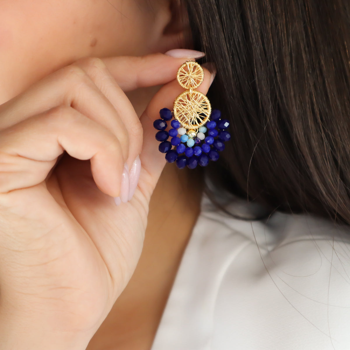 Aros Elena Gold Azul.