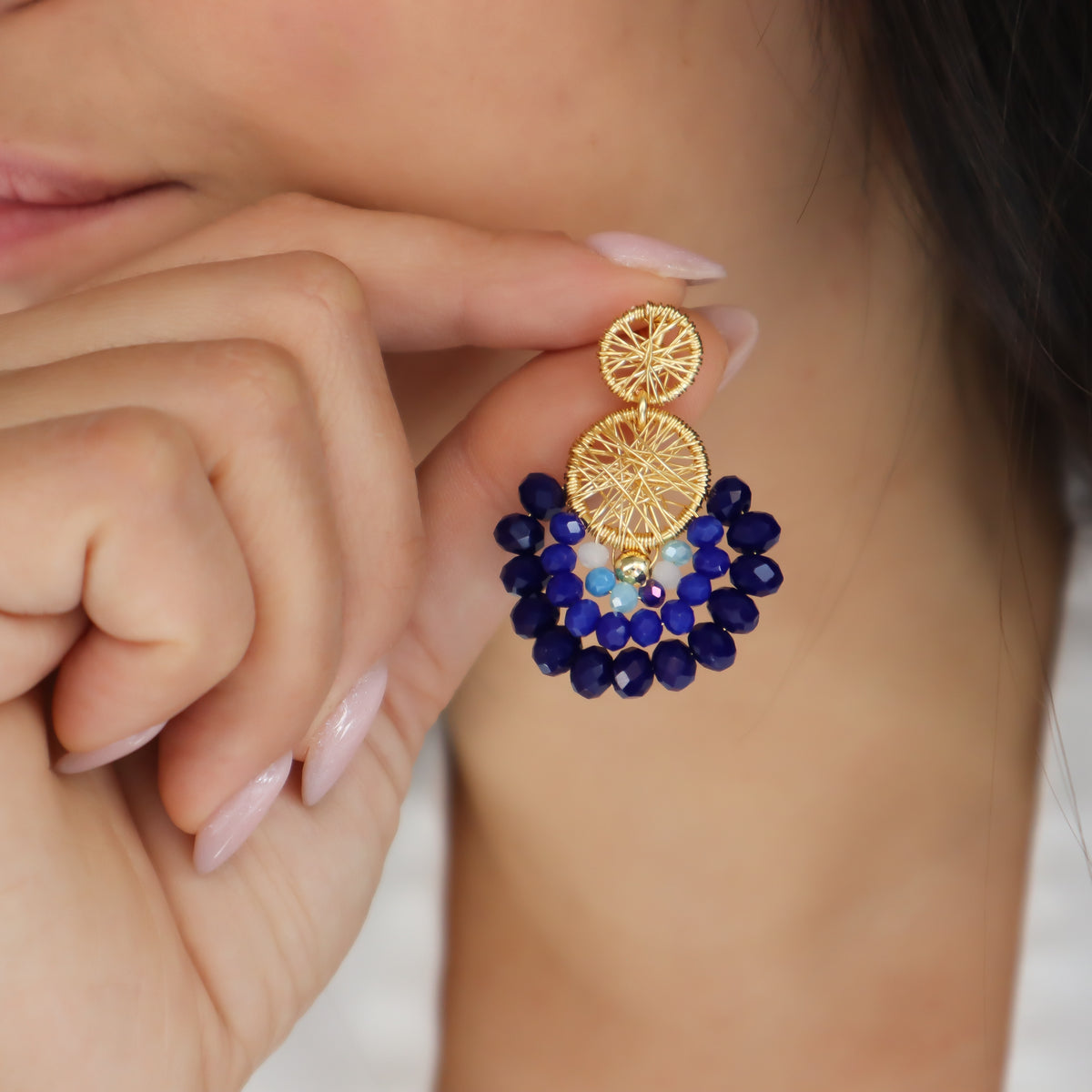 Aros Elena Gold Azul.