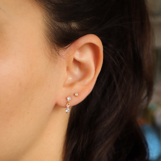 Aros mini gota doble circon