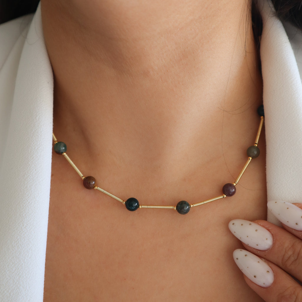 Collar agata torneado