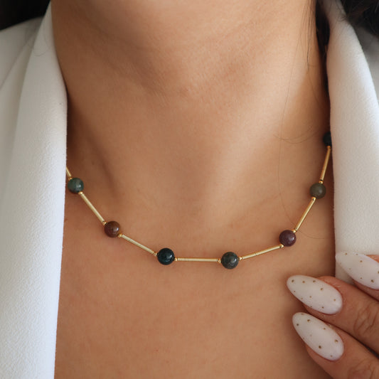 Collar agata torneado