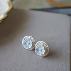 Aros boton Floreado plateado