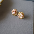 Aros boton Floreado dorado
