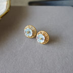Aros boton Floreado dorado