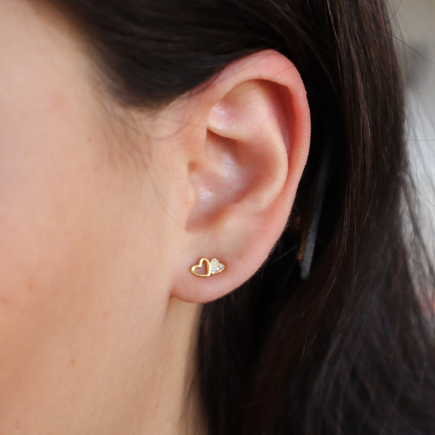 Aros topito doble corazon