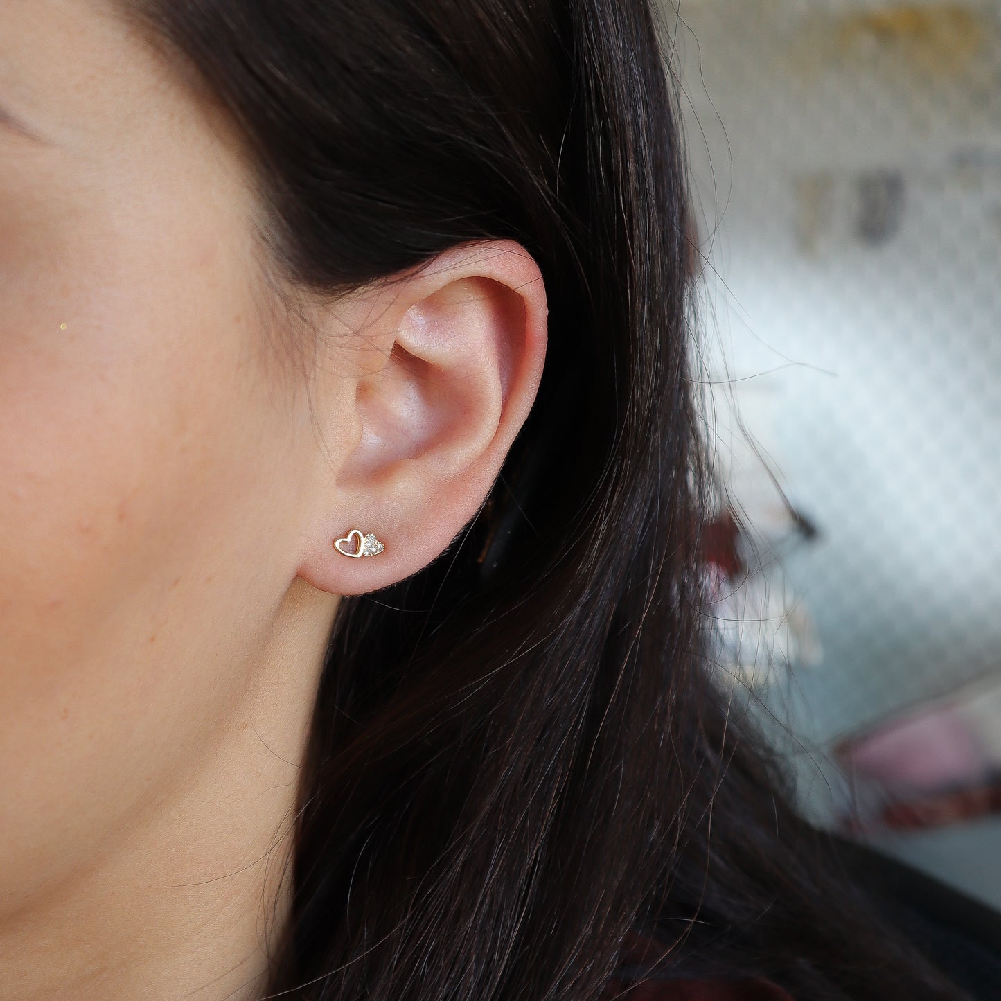 Aros topito doble corazon