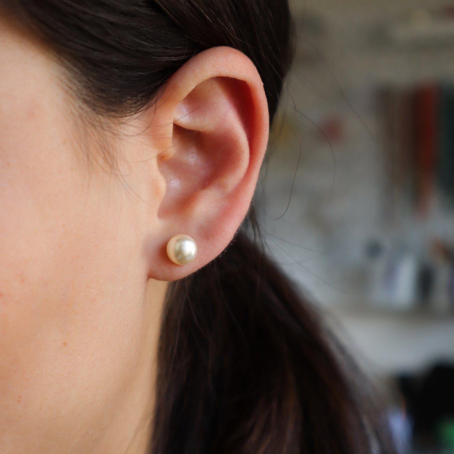 Aros topito perla nacar