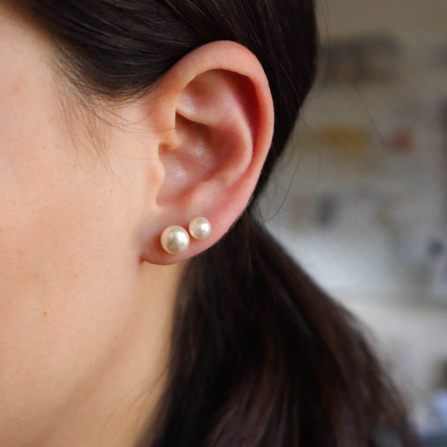 Aros topito perla nacar