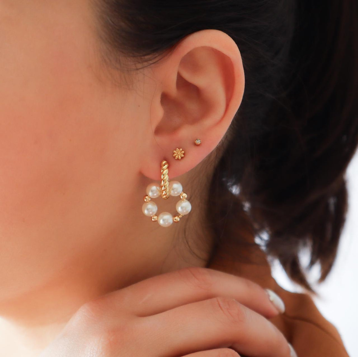 Argollas 2 en 1 Perladas con Balines